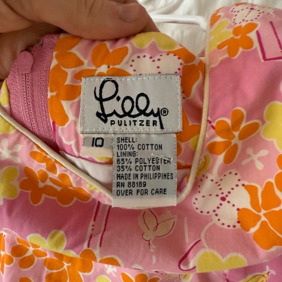 Lilly Pulitzer Fireflies Pink and Orange Floral Sleeveless Dress Kids 10 - Picture 4 of 9